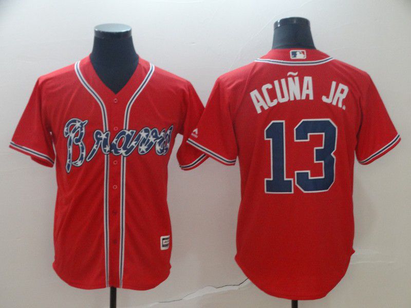 Men Atlanta Braves #13 Acuna jr Red Game MLB Jersey->atlanta braves->MLB Jersey